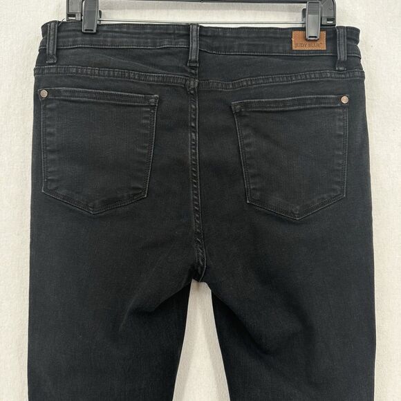 Judy Blue Jeans 13 31 Skinny Black Stretch Denim Leopard Animal Patch Distressed - Picture 6 of 14